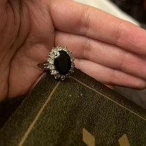 Princess Diana inspired vintage black gemstone ring